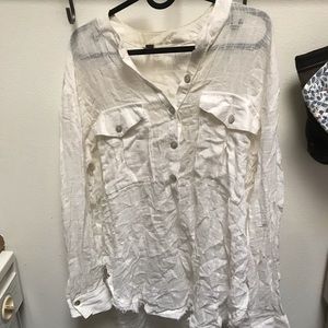 Free People Talk to Me Lightweight Gauzy Shirt